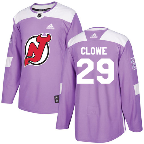 Adidas Devils #29 Ryane Clowe Purple Authentic Fights Cancer Stitched NHL Jersey - Click Image to Close
